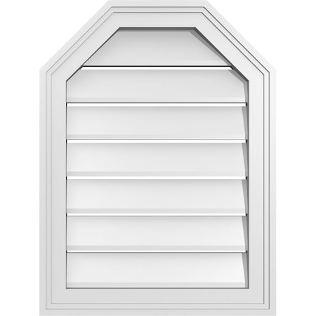 Ekena Millwork Octagonal Top Surface Mount PVC Gable Vent w/ 2"W x 1-1/2"P Brickmould Frame, 18"W x 24"H GVPOT18X2402SF